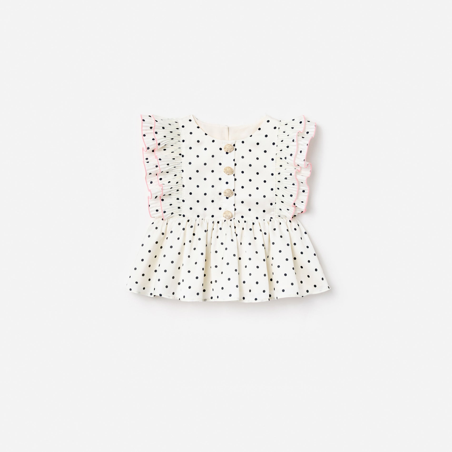 Cream Polka Dot Frill Top
