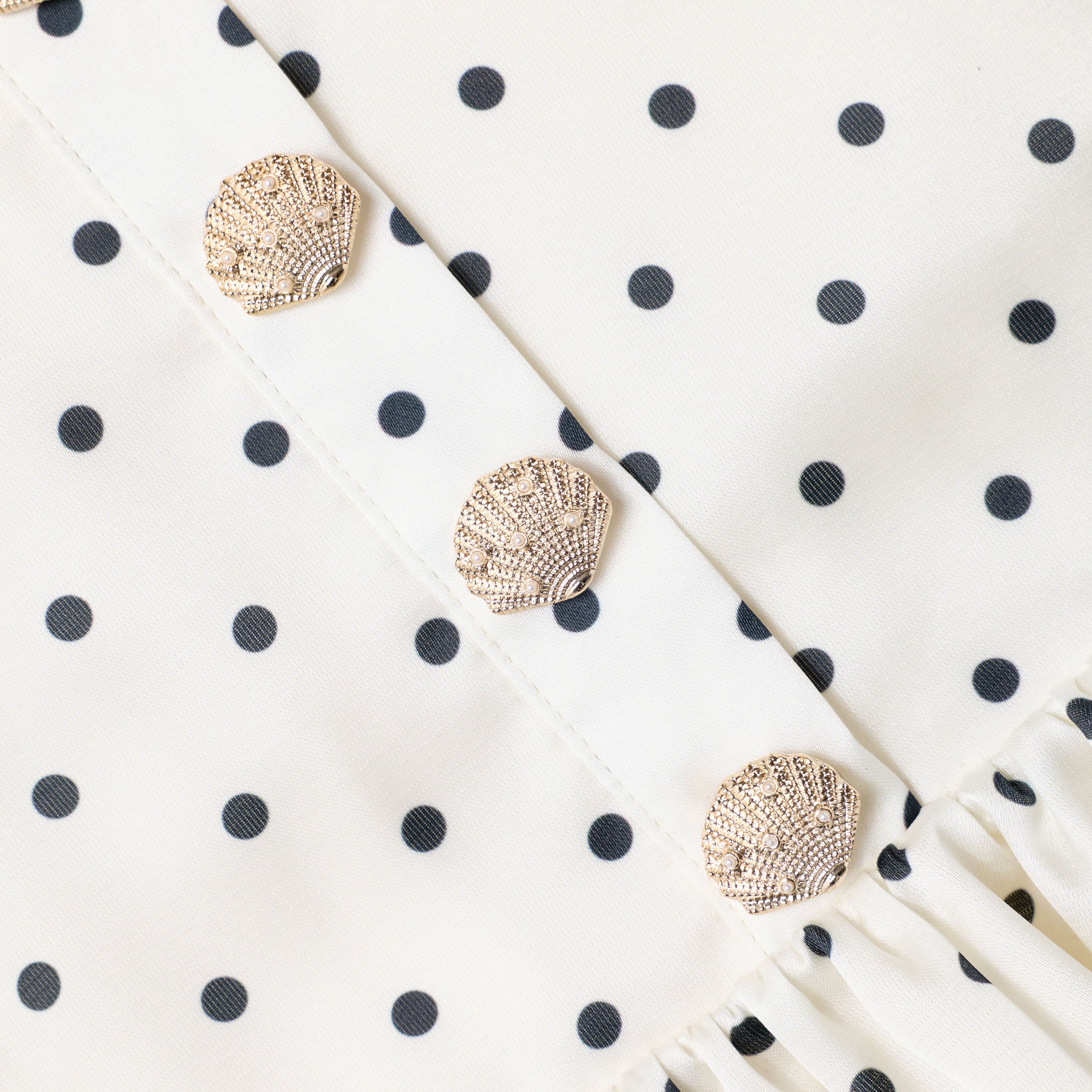 Cream Polka Dot Frill Top