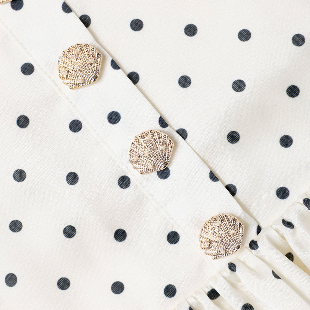 Cream Polka Dot Frill Top
