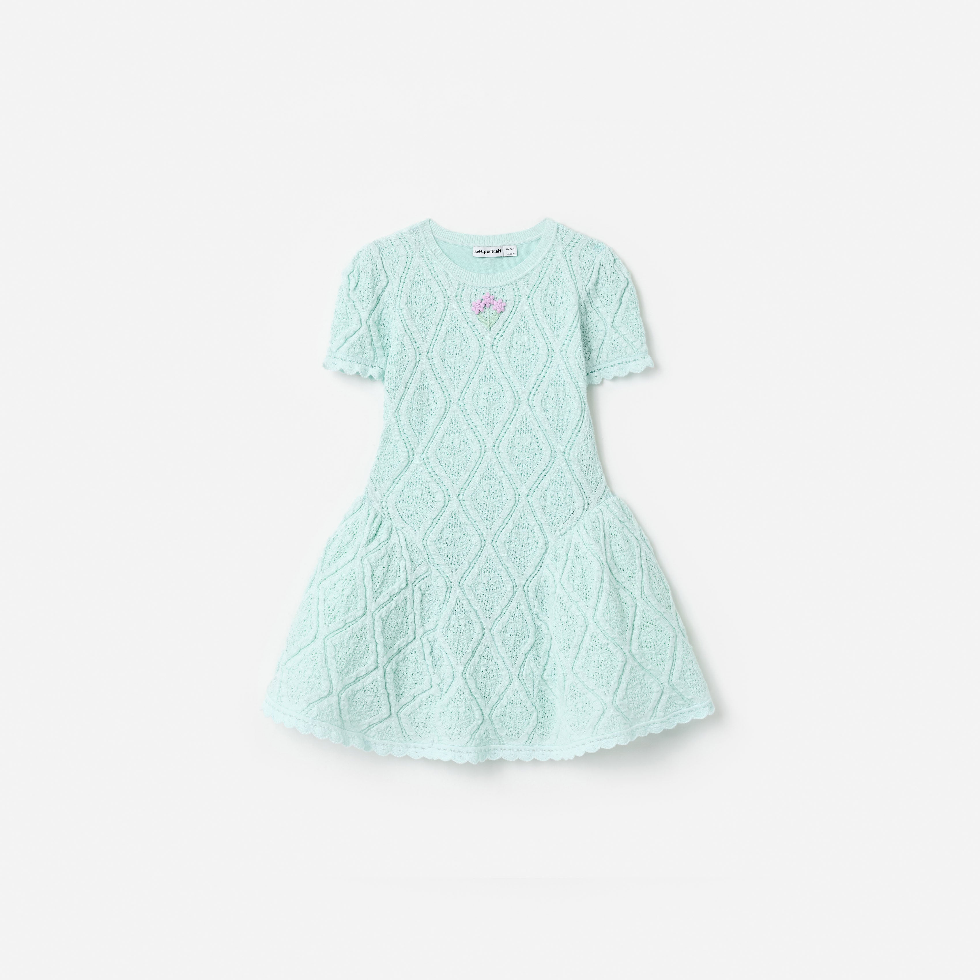 Mint Flower Embroidered Knit Dress