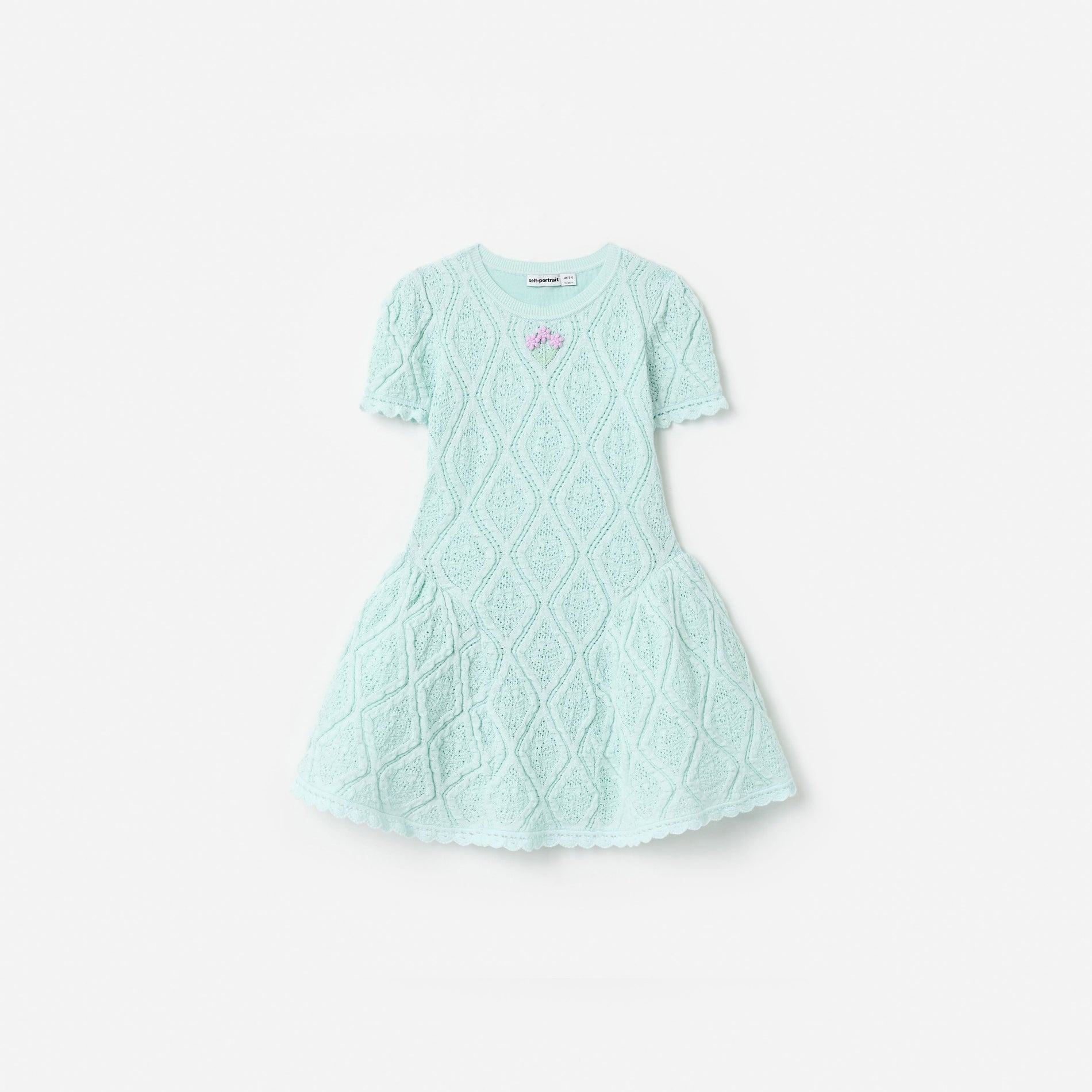 Mint Flower Embroidered Knit Dress