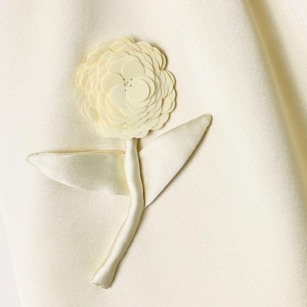 Yellow Satin Sequin Flower Skirt