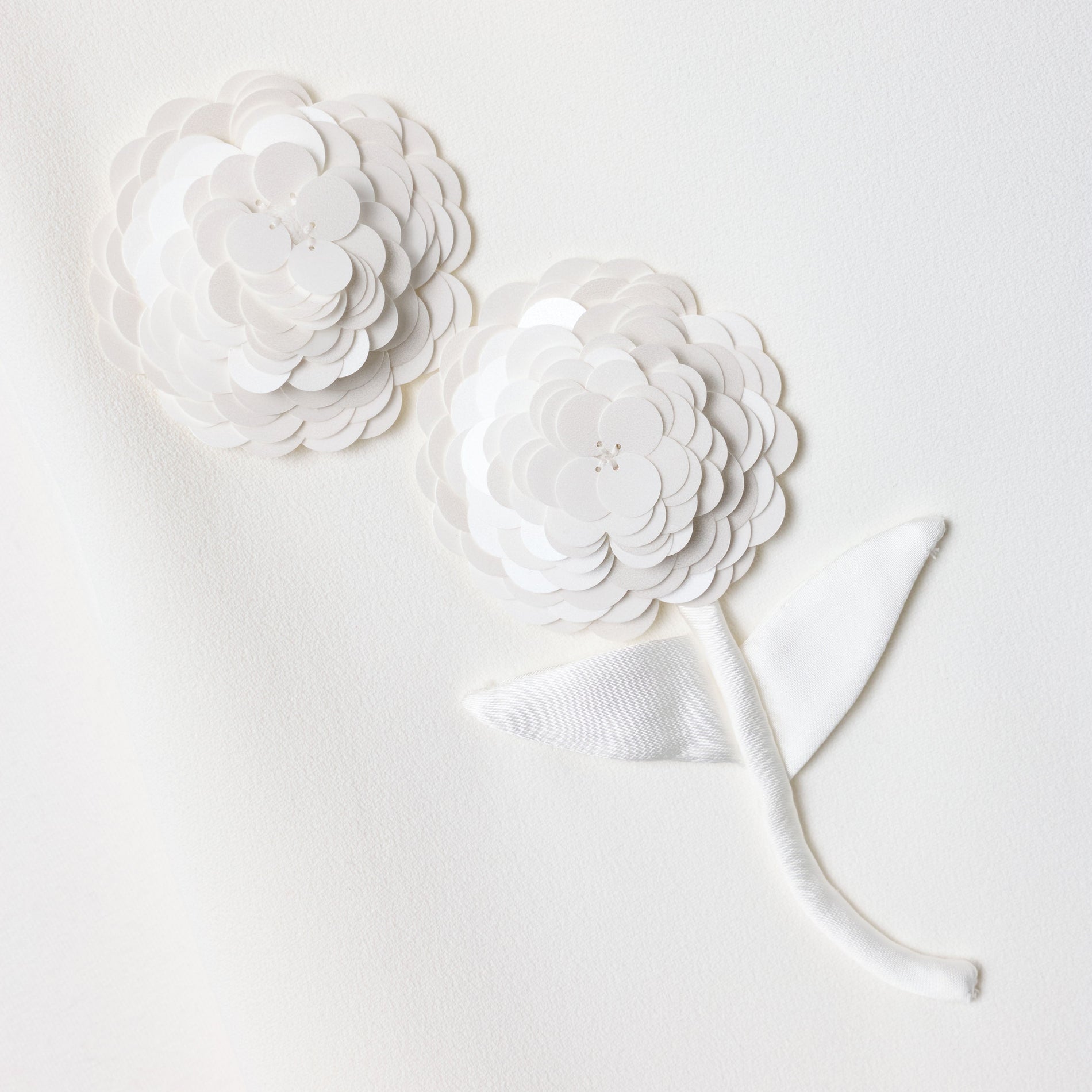 White Crepe Sequin Flower Dress