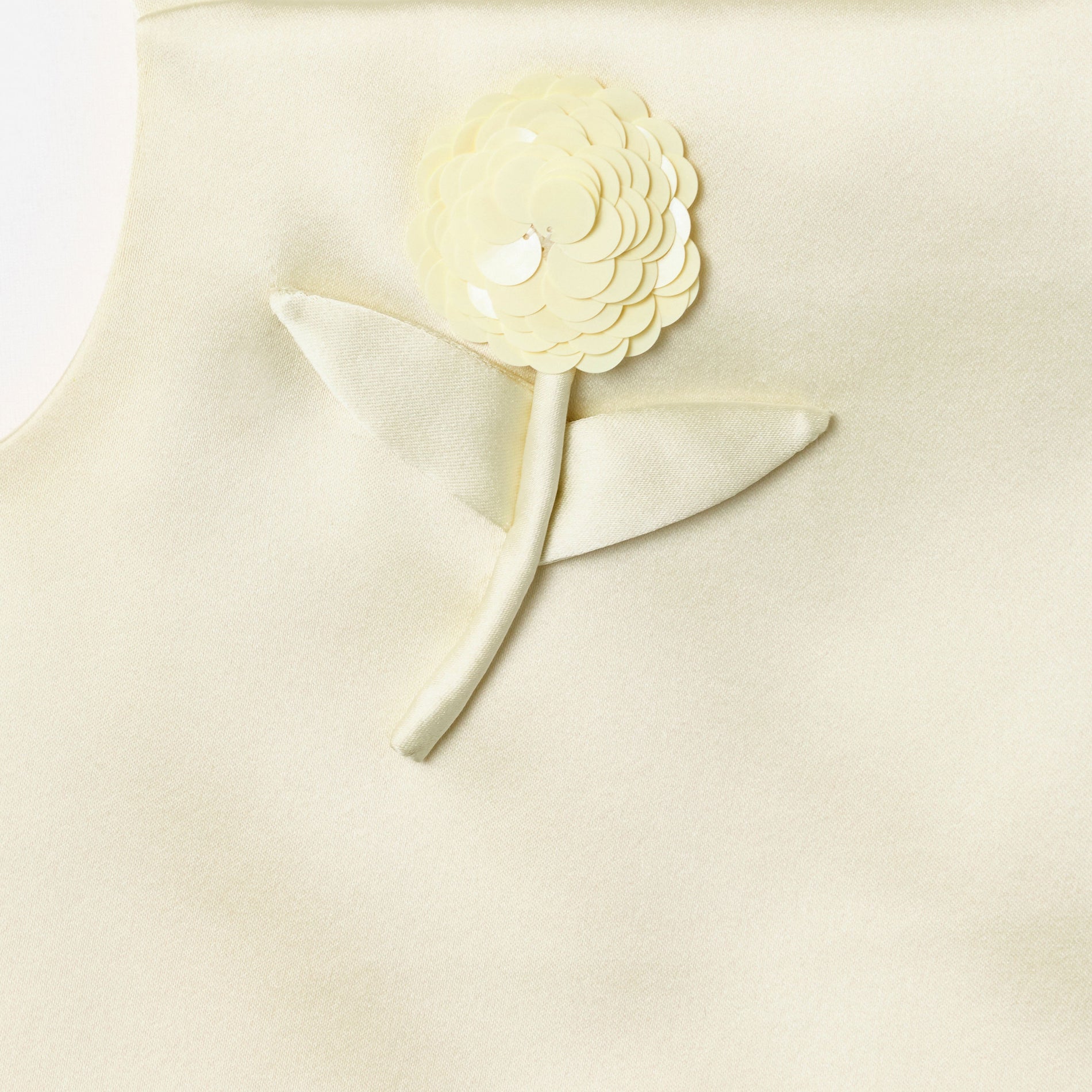 Yellow Satin Sequin Flower Top