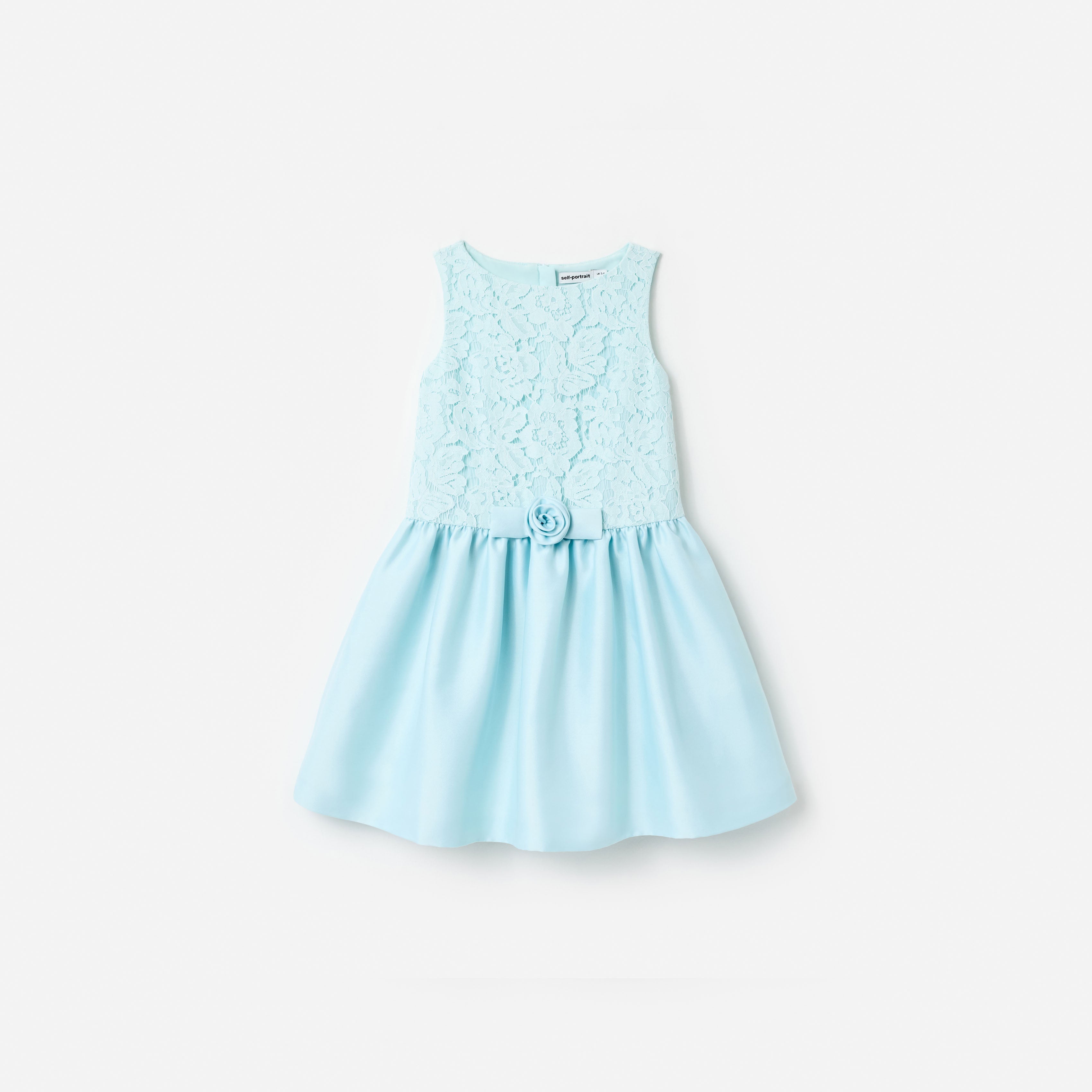 Aqua Taffeta Lace Bow Dress