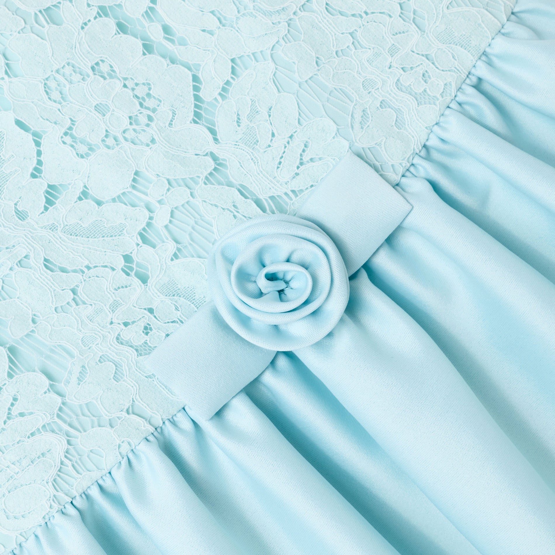 Aqua Taffeta Lace Bow Dress
