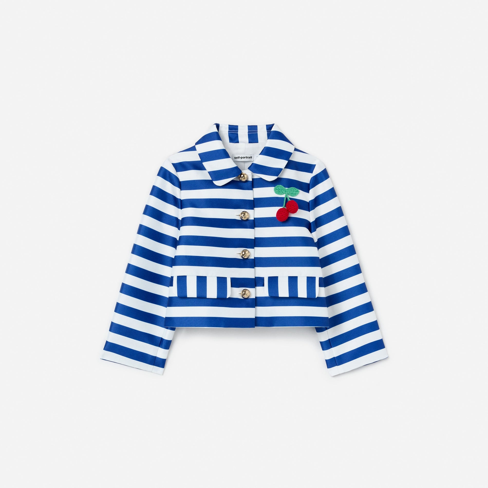 Navy Stripe Cherry Motif Jacket