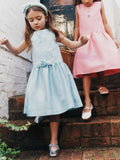 Aqua Taffeta Lace Bow Dress