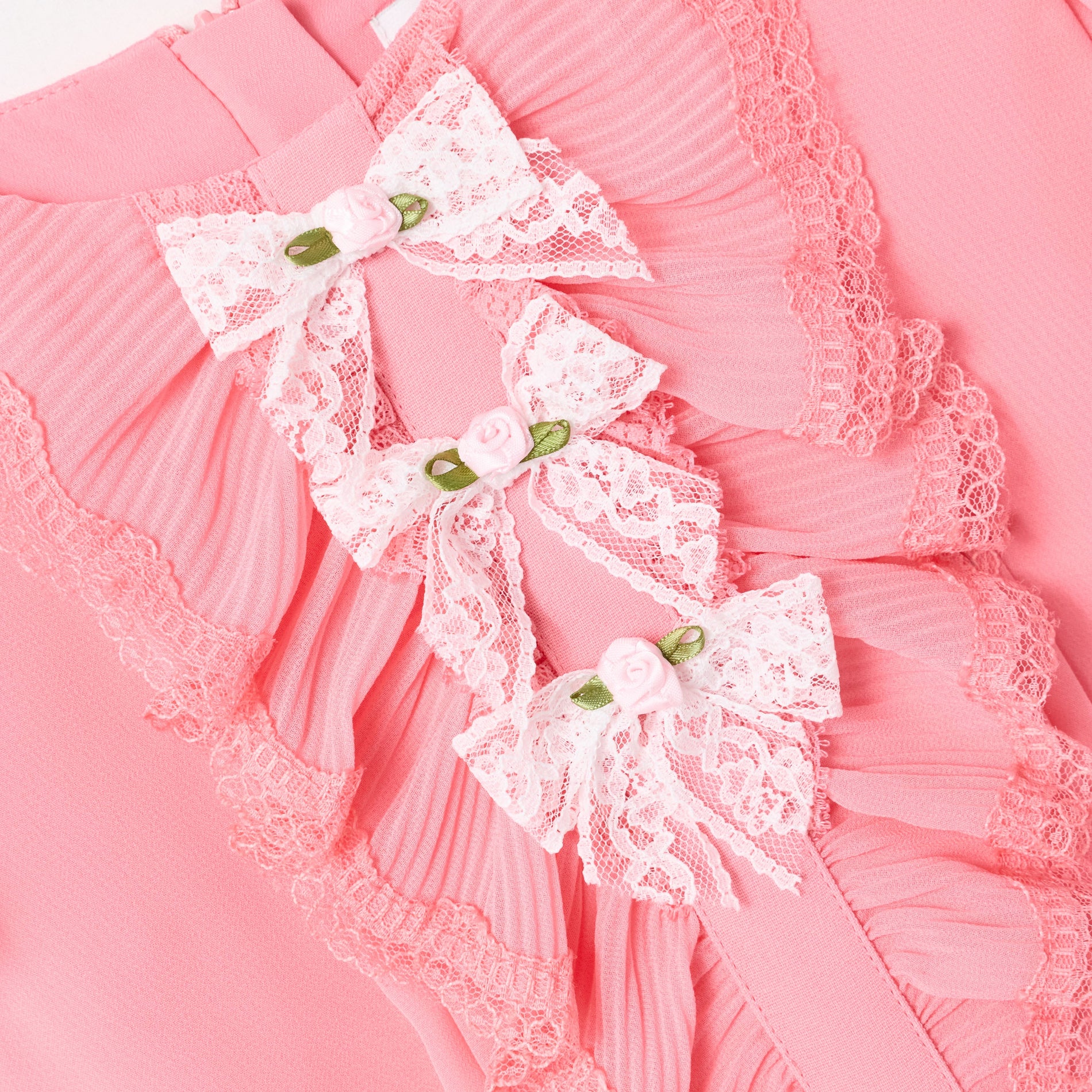 Pink Chiffon Lace Trim Dress