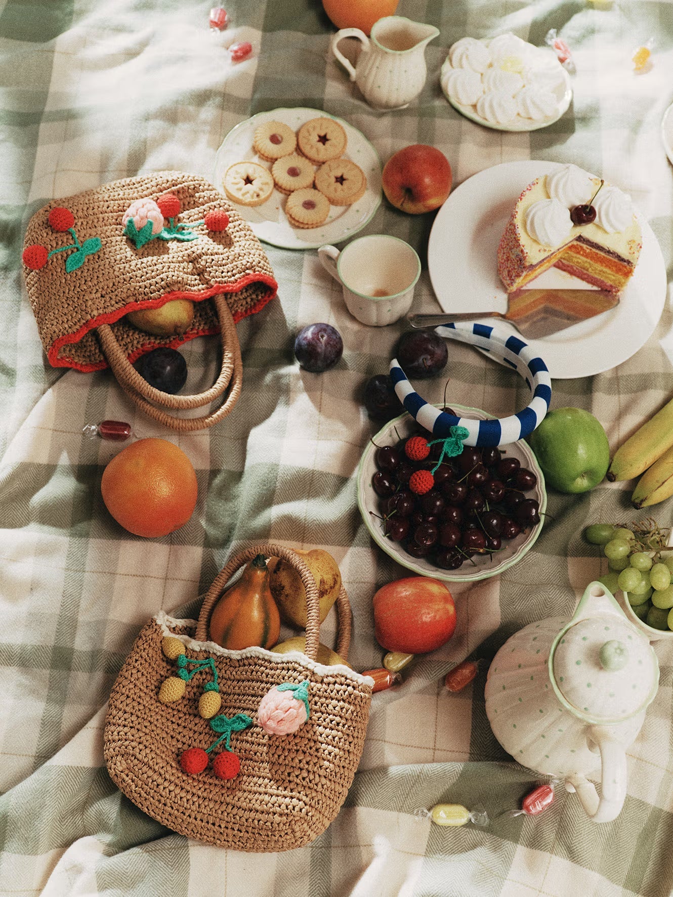 Raffia Fruit Tote Bag