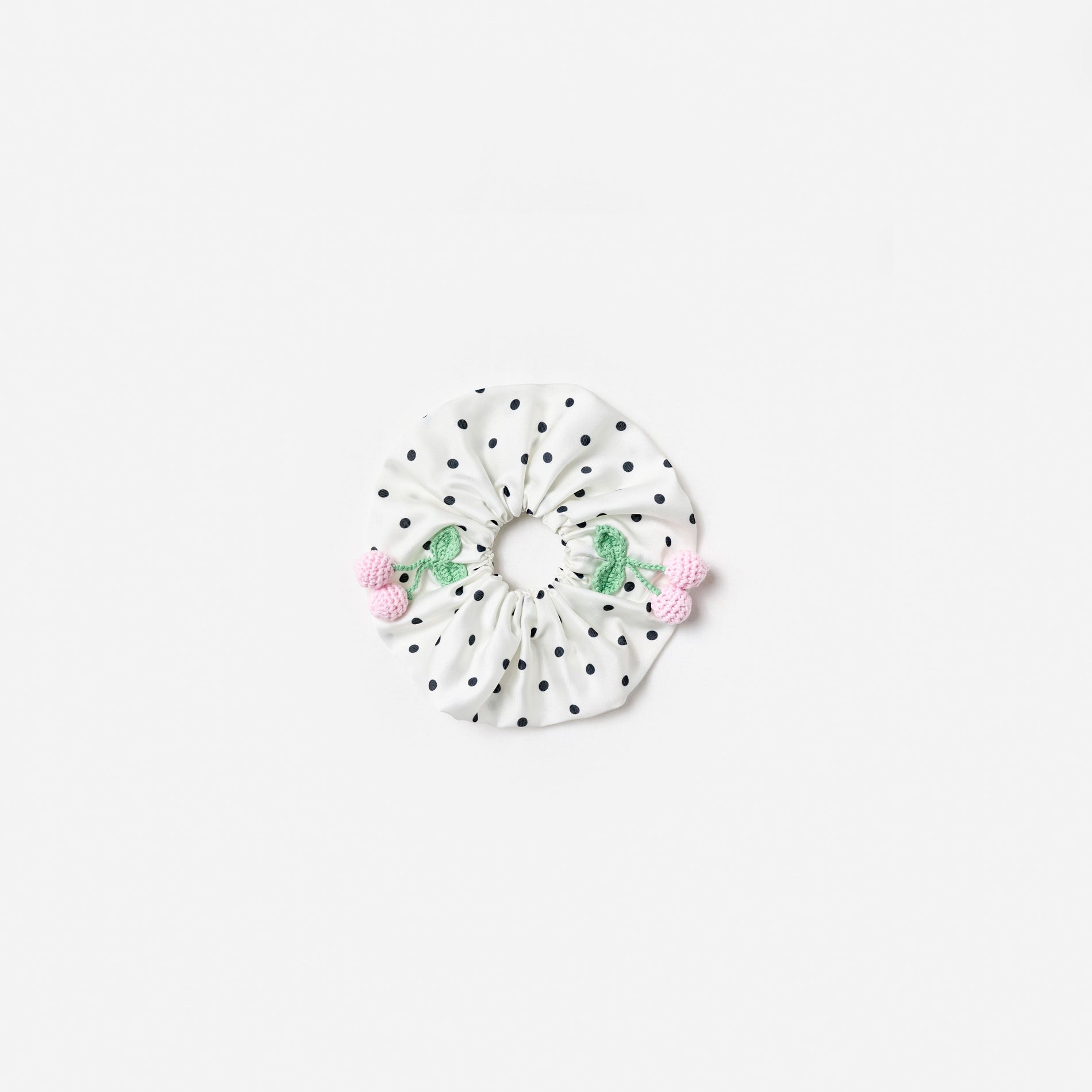 Cream Polka Dot Cherry Scrunchie