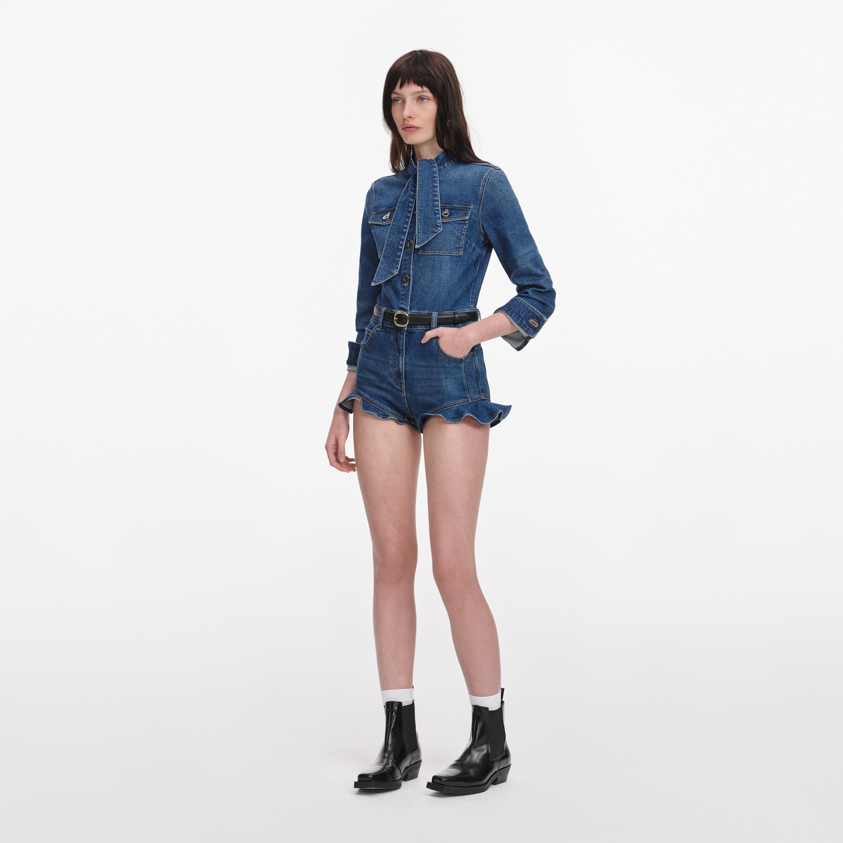 Denim Frill Playsuit