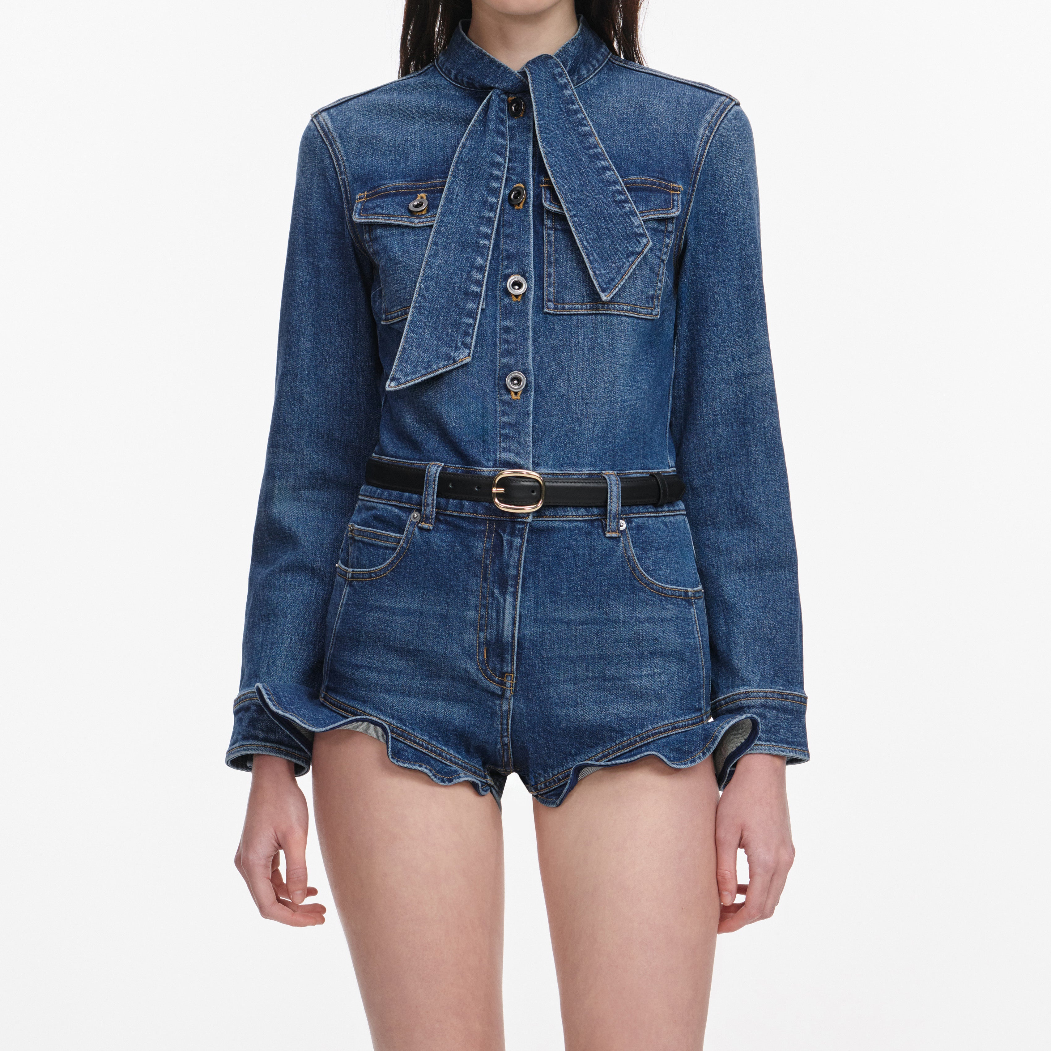 Denim Frill Playsuit