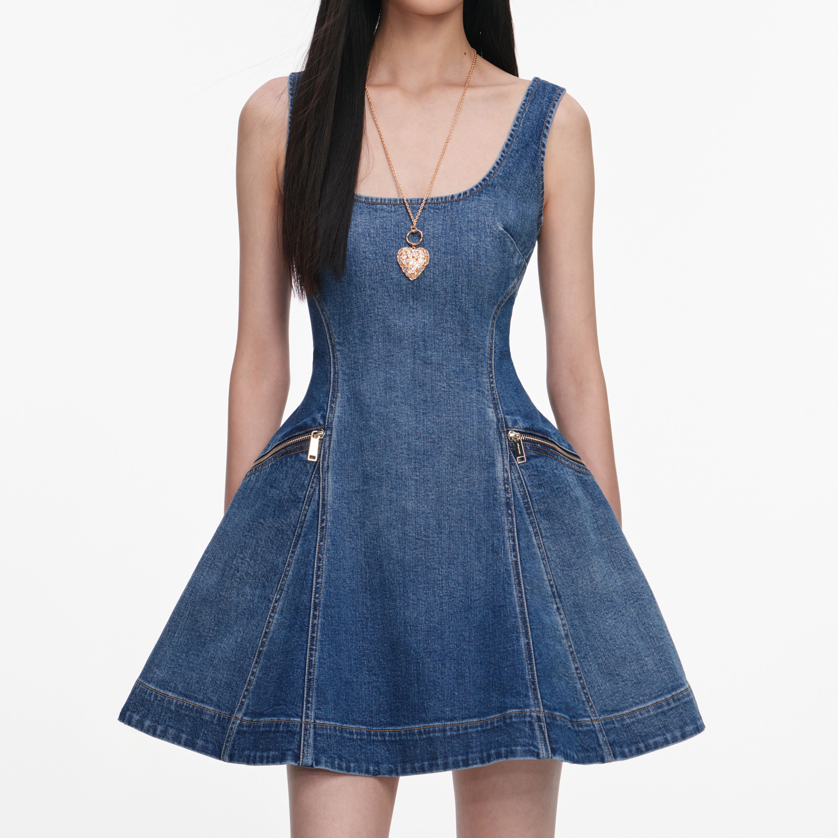 Denim Flared Mini Dress