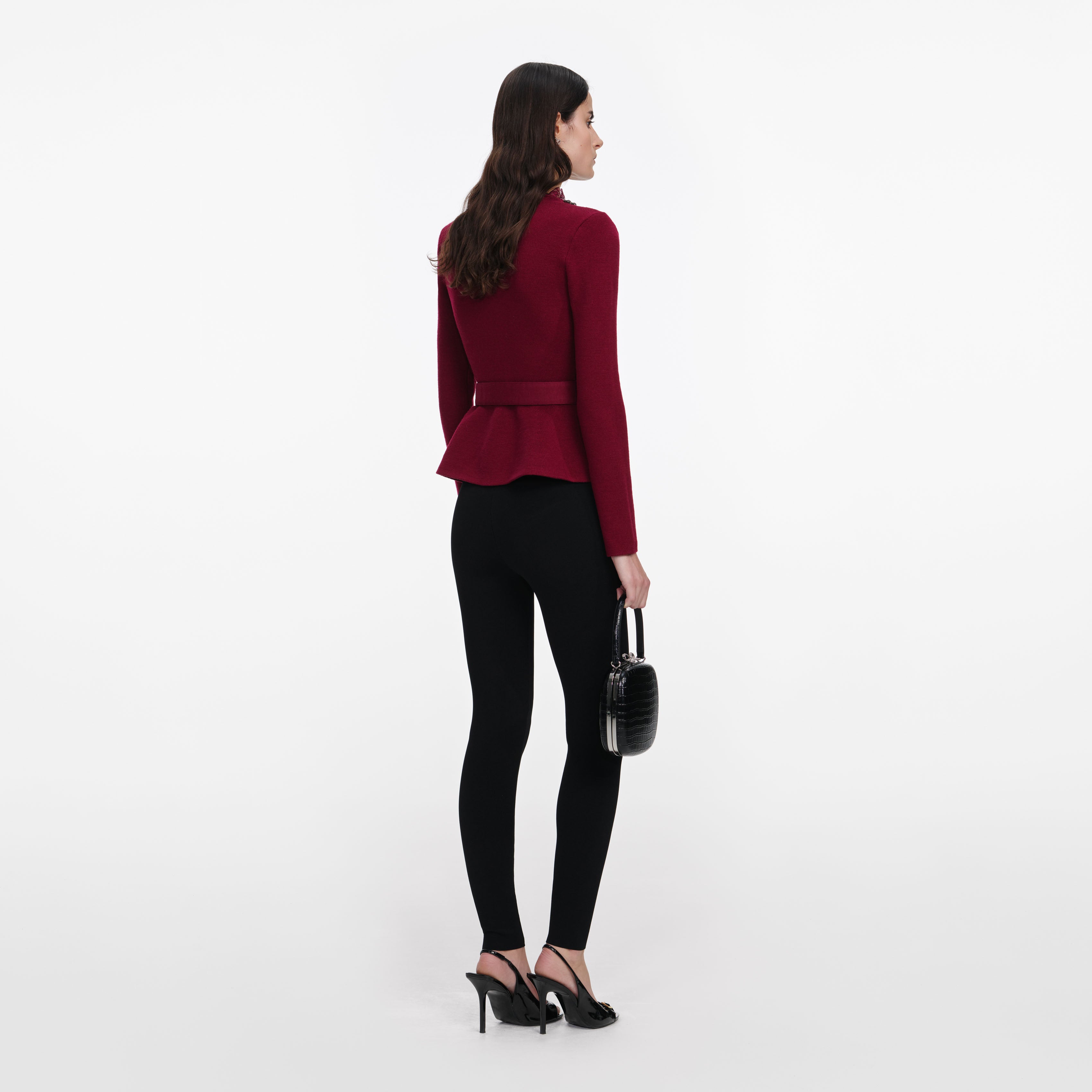 Burgundy Crystal Trim Cardigan