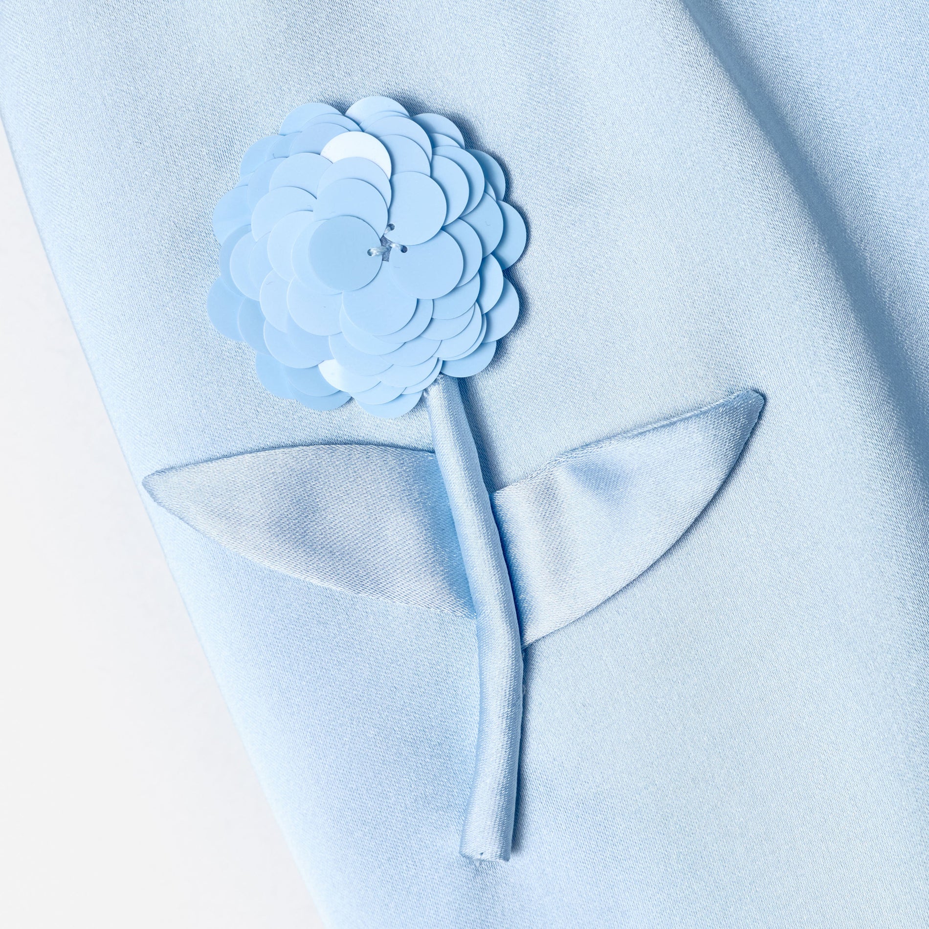 Blue Satin Sequin Flower Skirt