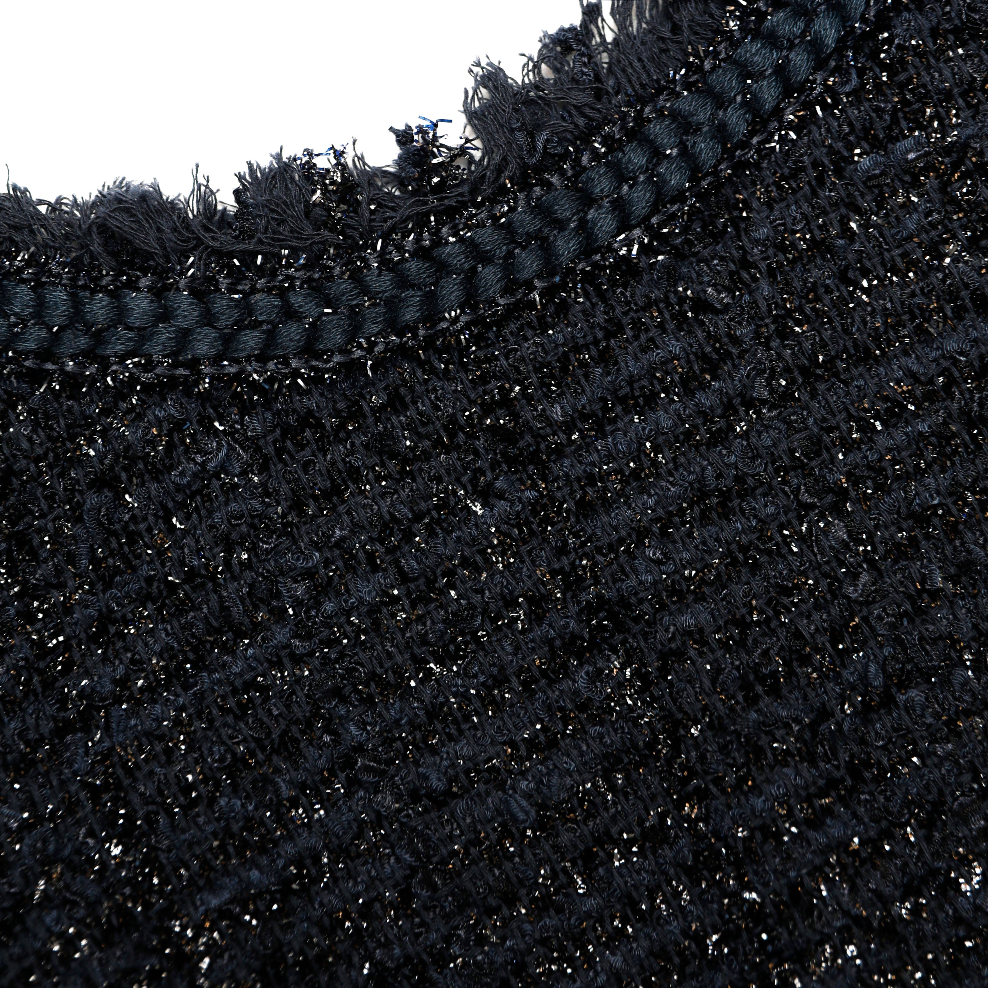 Navy Metallic Boucle Midi Dress