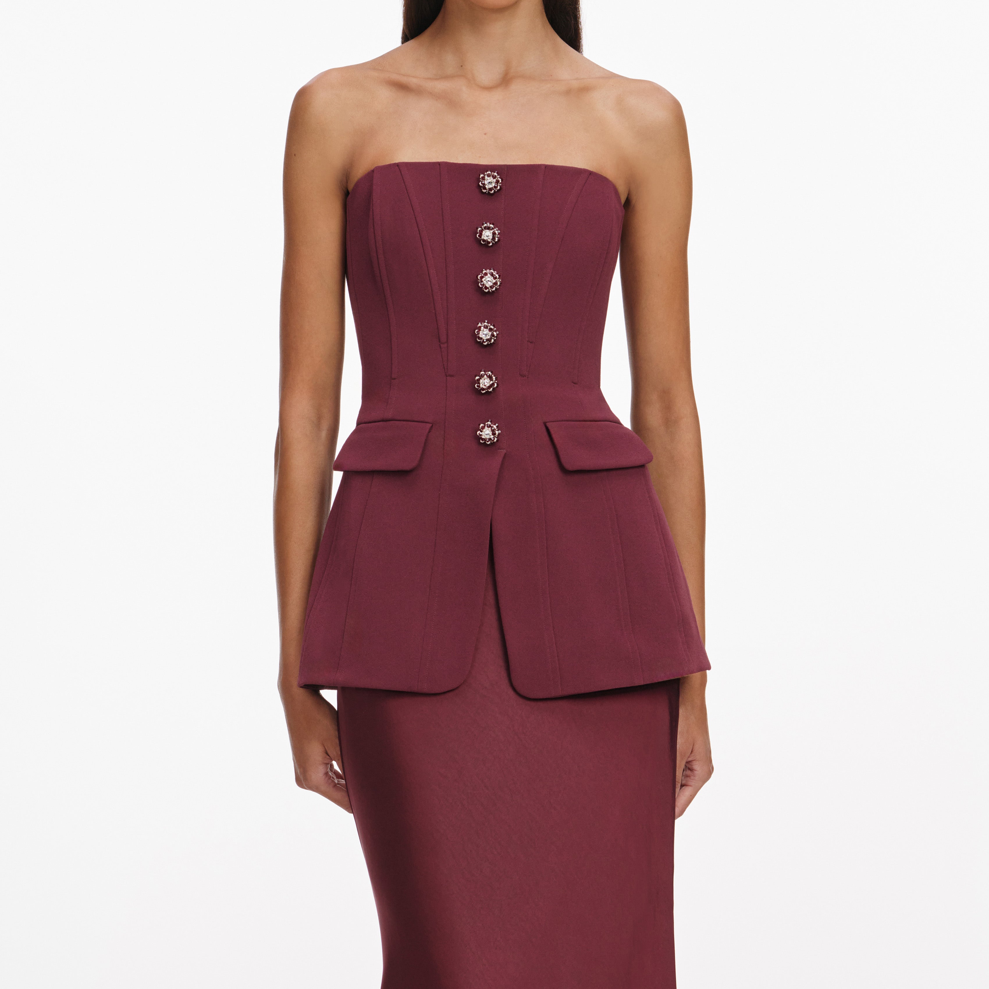 Burgundy Bandeau Maxi Dress