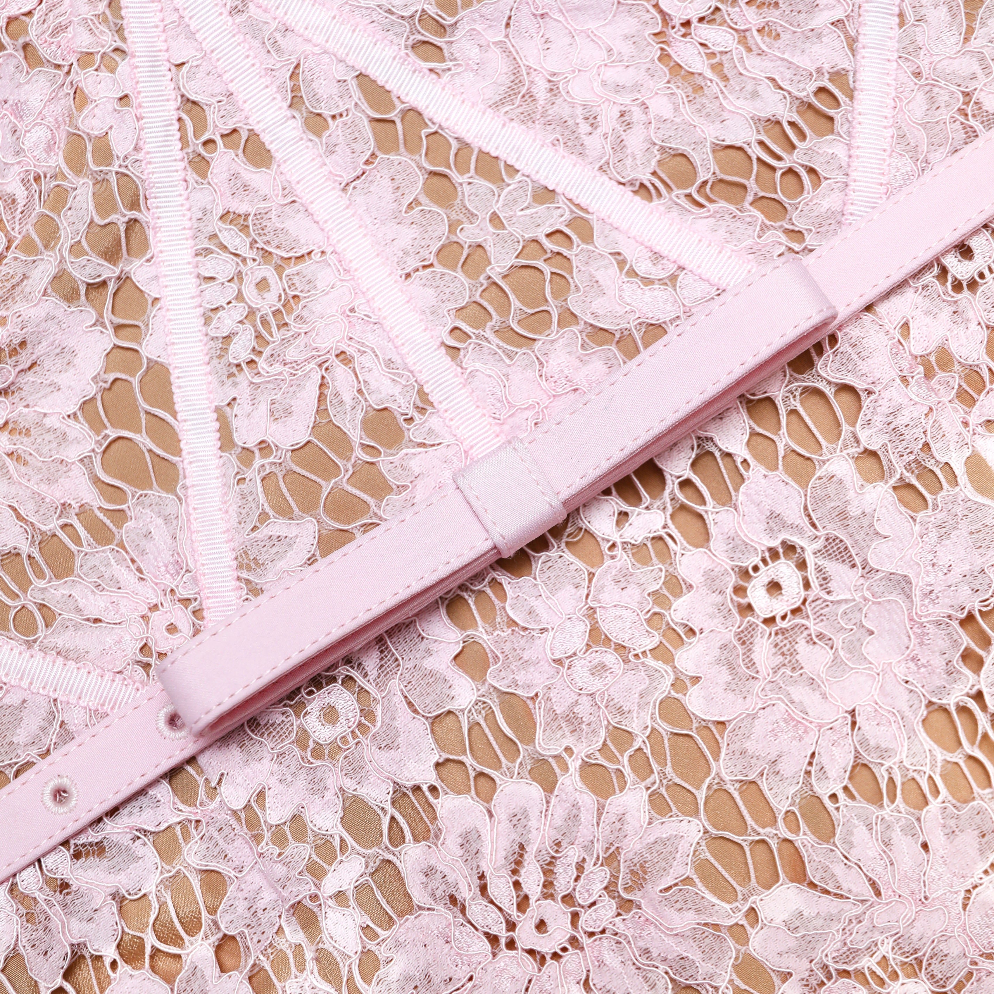 Pink Fine Lace Midi Dress