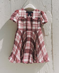 Burgundy Check Print Chiffon Dress