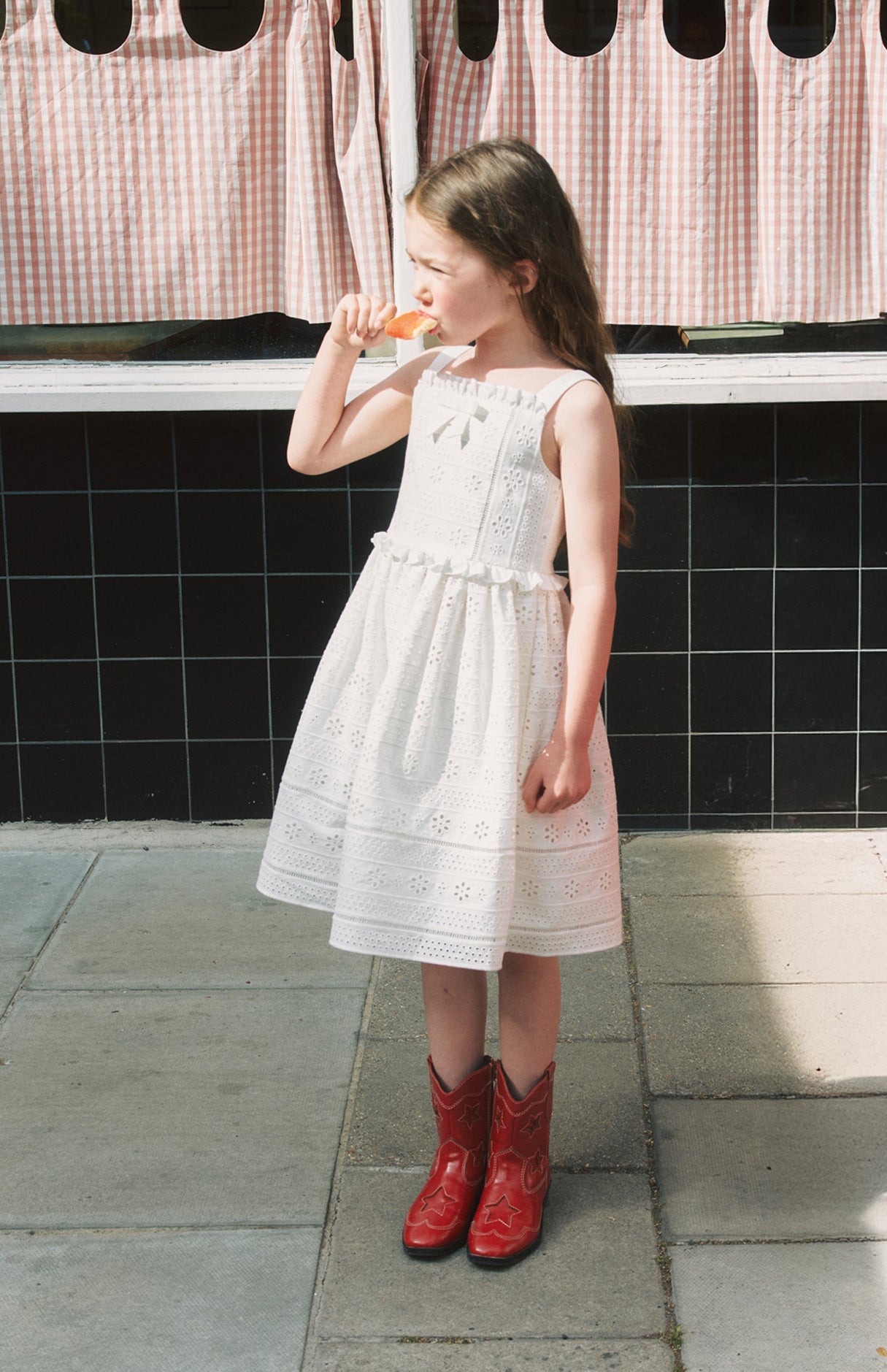 White Cotton Broderie Dress