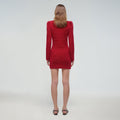 Red Melange Fitted Knit Mini Dress