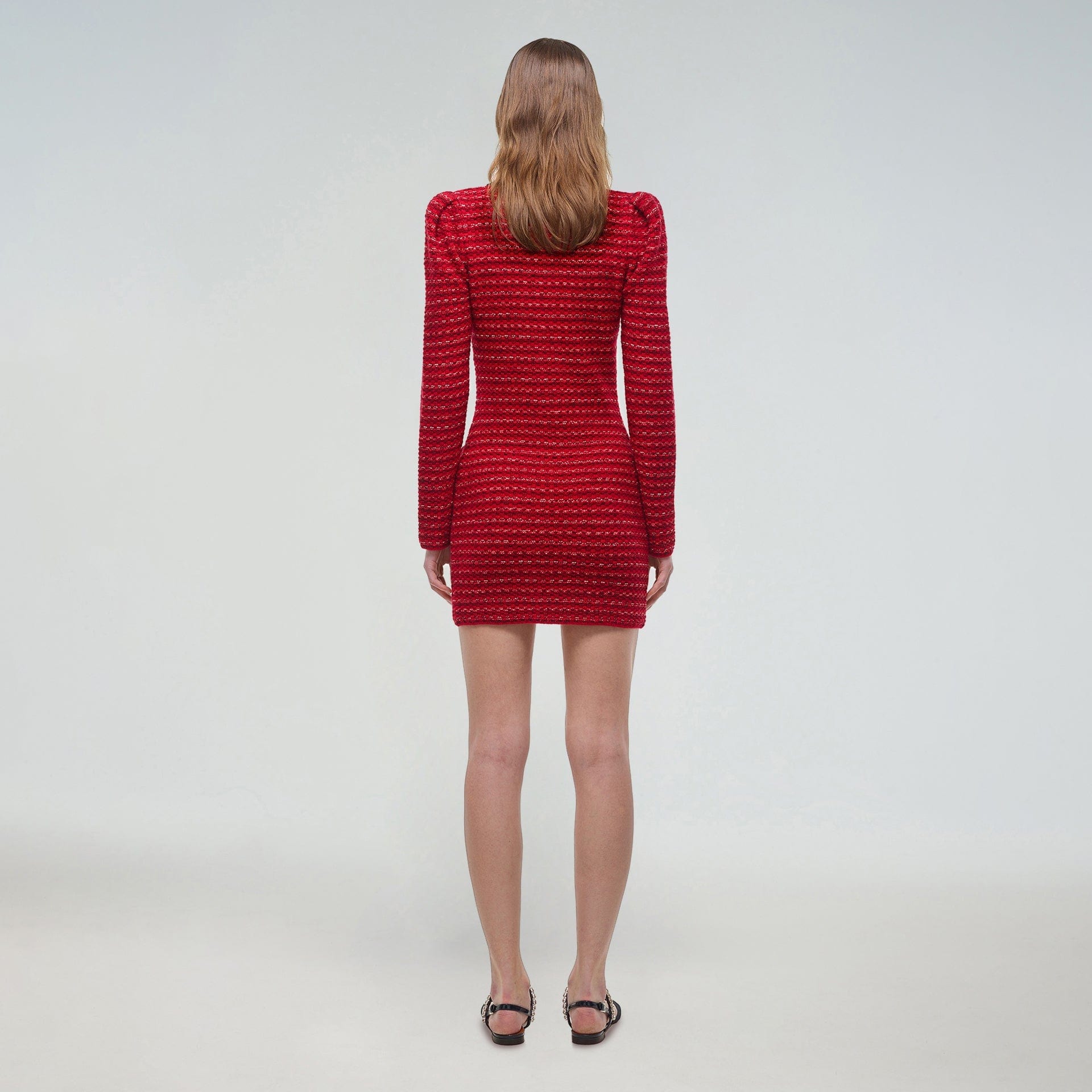 Red Melange Fitted Knit Mini Dress