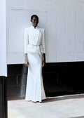 White Boucle Satin Maxi Dress