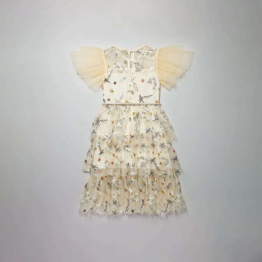 Ivory Star Mesh Midi Dress self portrait EU