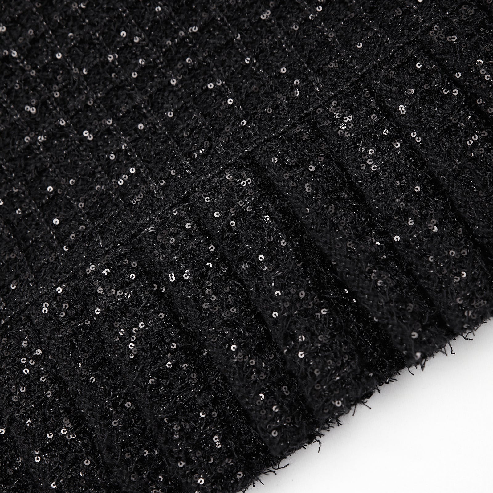 Black Sequin Textured Knit Skirt