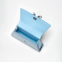 Blue Metallic Bow Mini Shoulder Bag