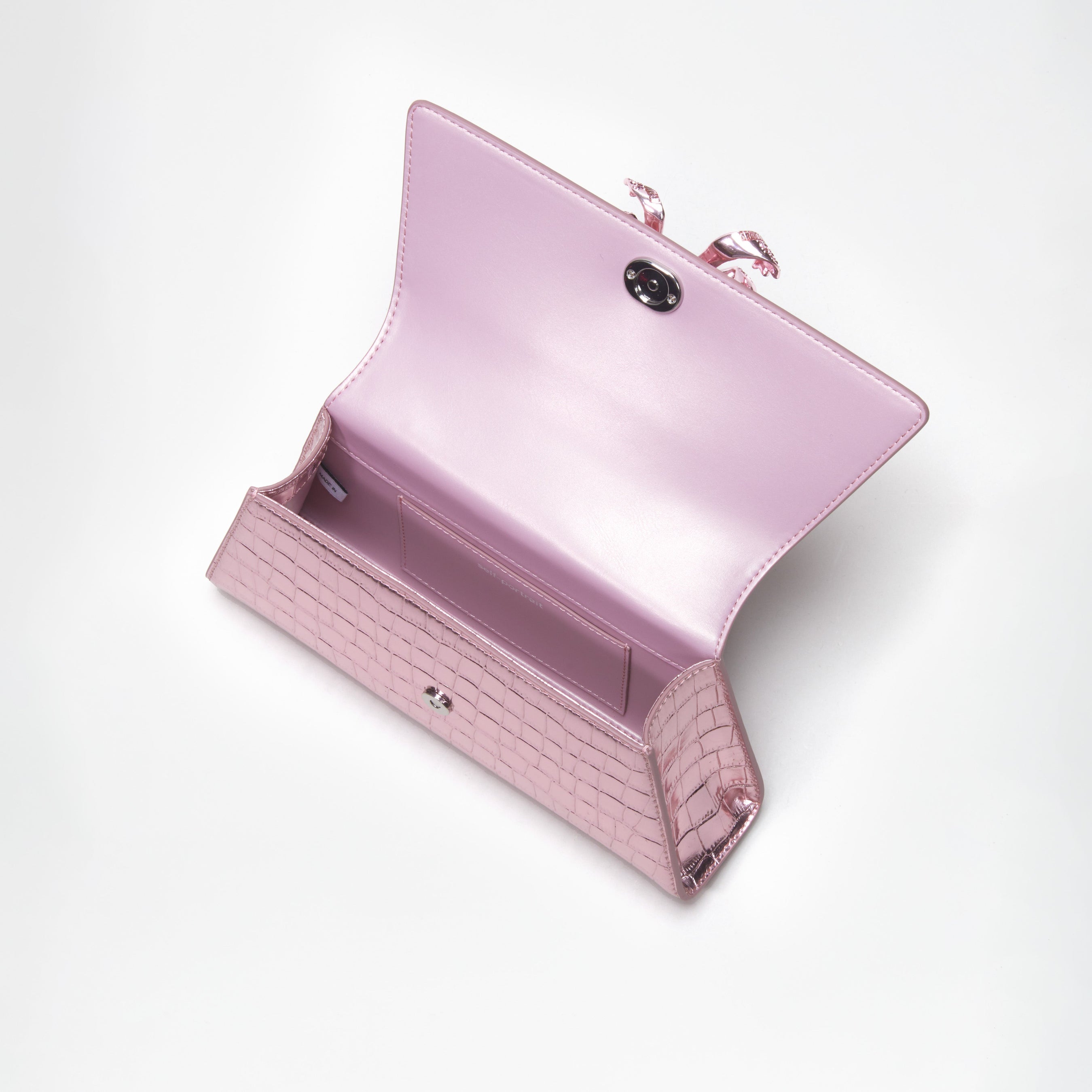 Pink Metallic Bow Mini Shoulder Bag