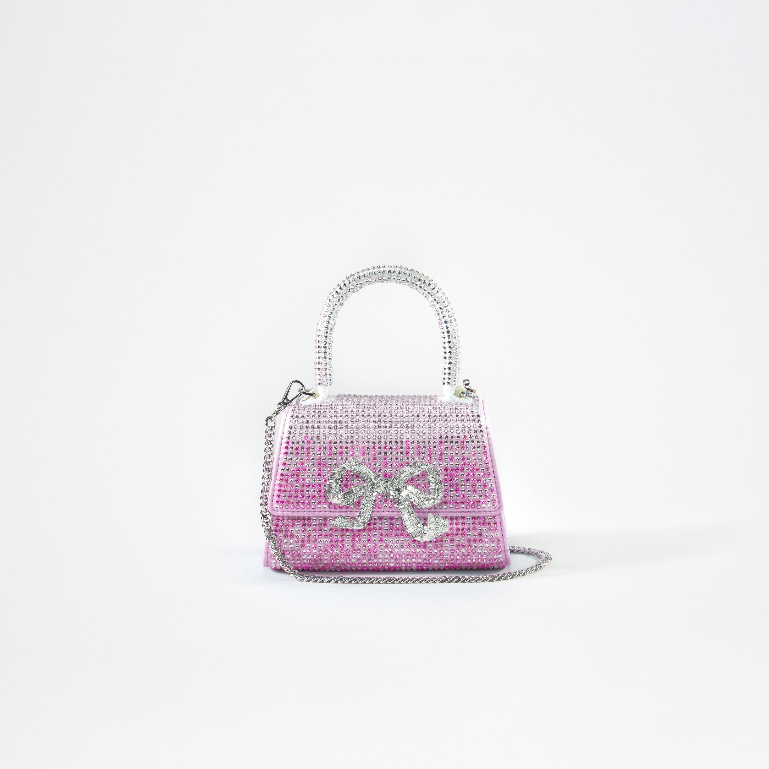 Pink Ombre Rhinestone Bow Micro Bag