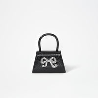Black Python Diamante Bow Micro Bag