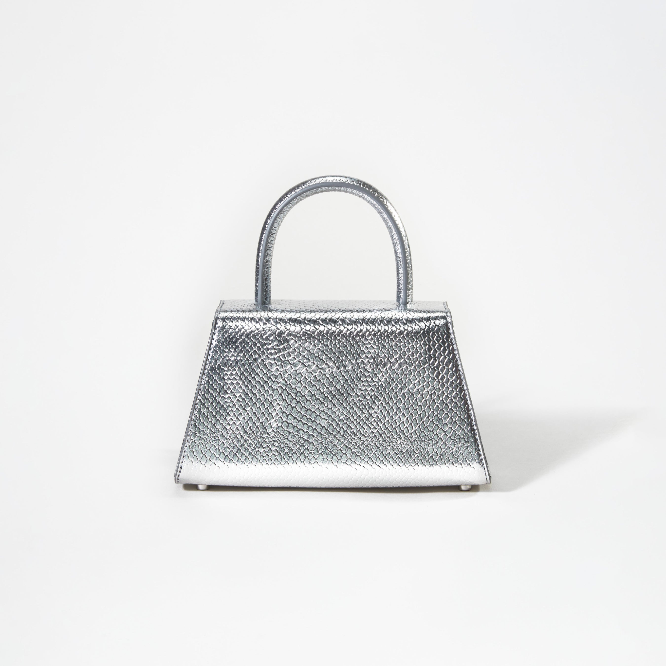 Silver Python Diamante Bow Mini Bag