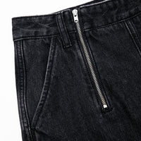 Black Wide Leg Stitch Detail Jeans