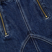 Blue Wide Leg Stitch Detail Jeans