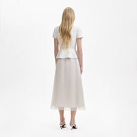 Cream Off Shoulder Midi Dress