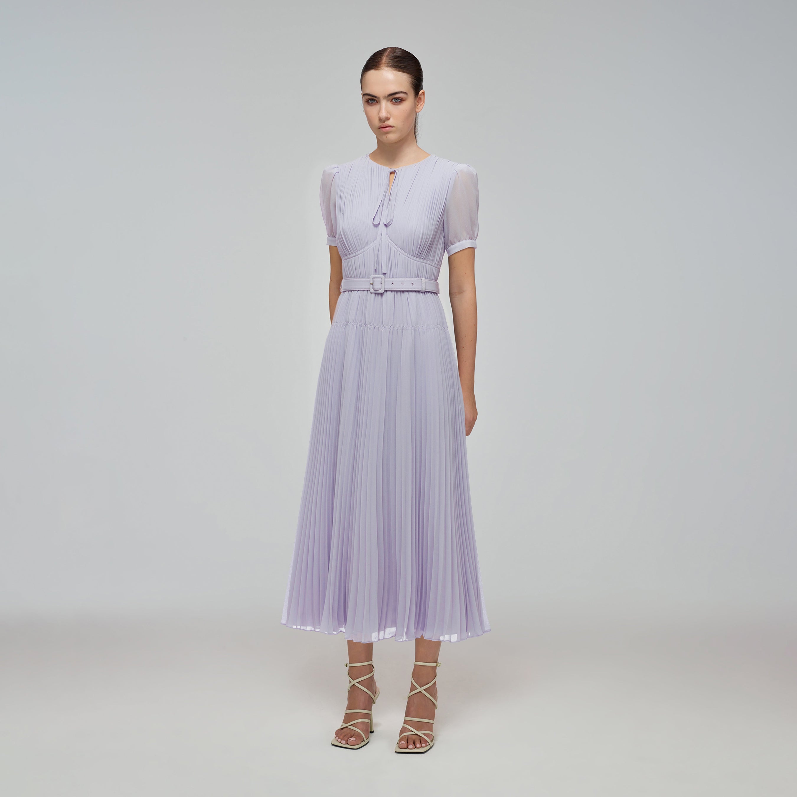 Lilac Chiffon Midi Dress