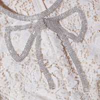 Cream Cord Lace Bow Maxi Dress