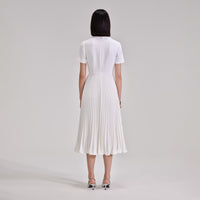 White Lace Bib Midi Dress