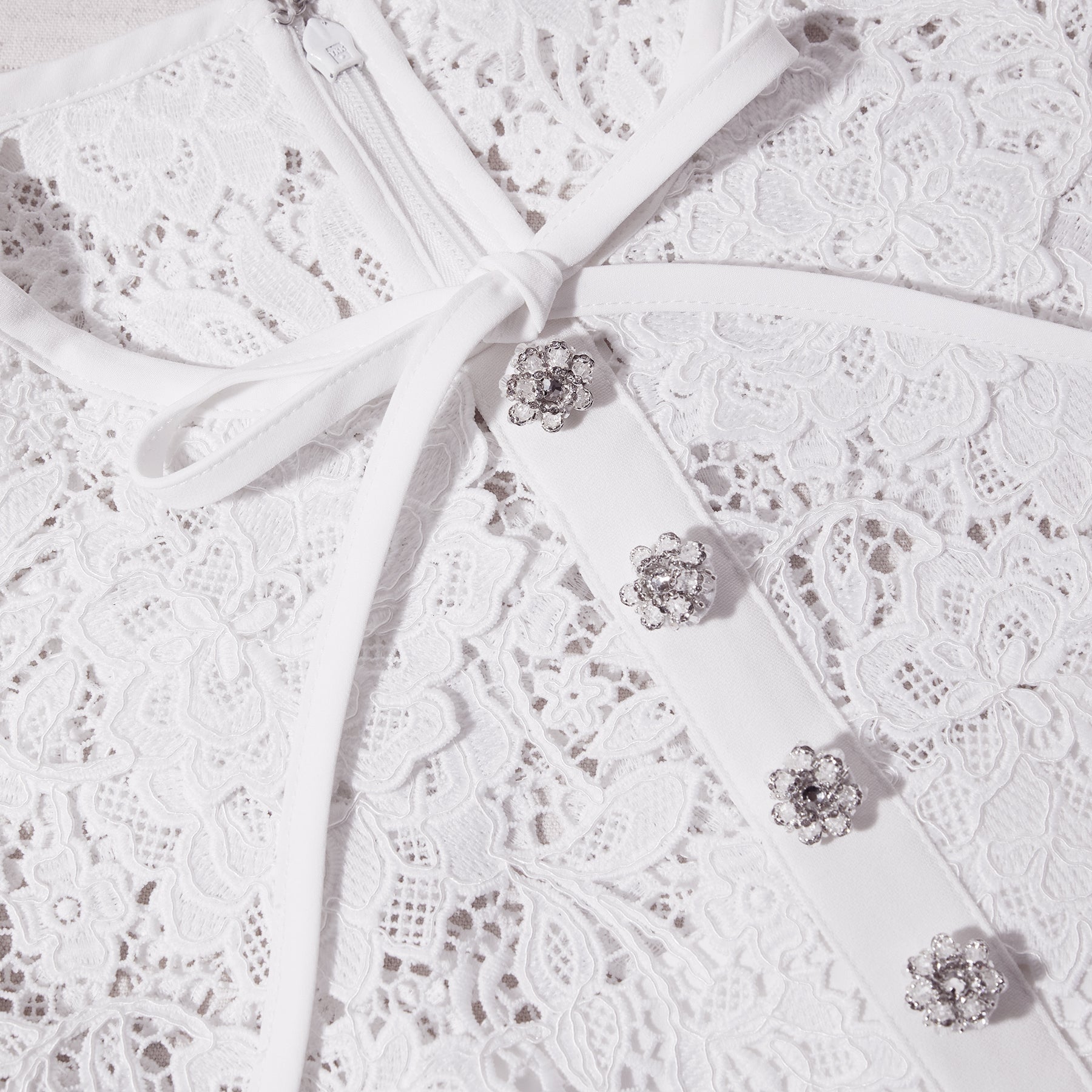 White Cord Lace Collar Mini Dress