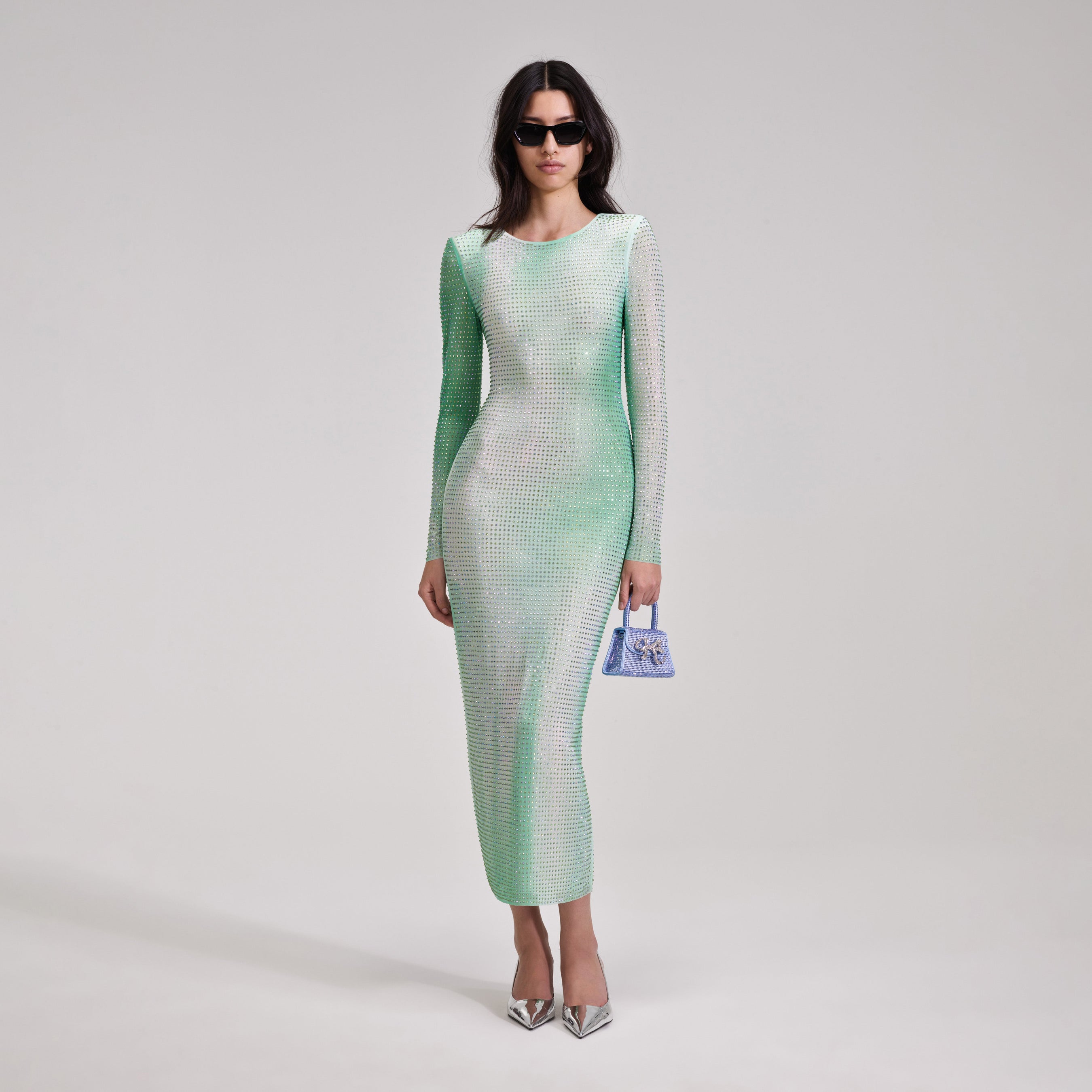 Green Contour Print Midi Dress