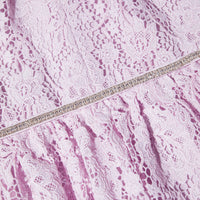 Pink Cord Lace Tiered Midi Dress