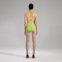 Green Rhinestone Strappy Swimsuit