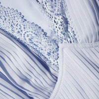 Blue Chiffon Lace Detail Midi Dress