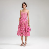 Pink Azaelea Lace Midi Dress