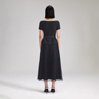 Black Off Shoulder Midi Dress
