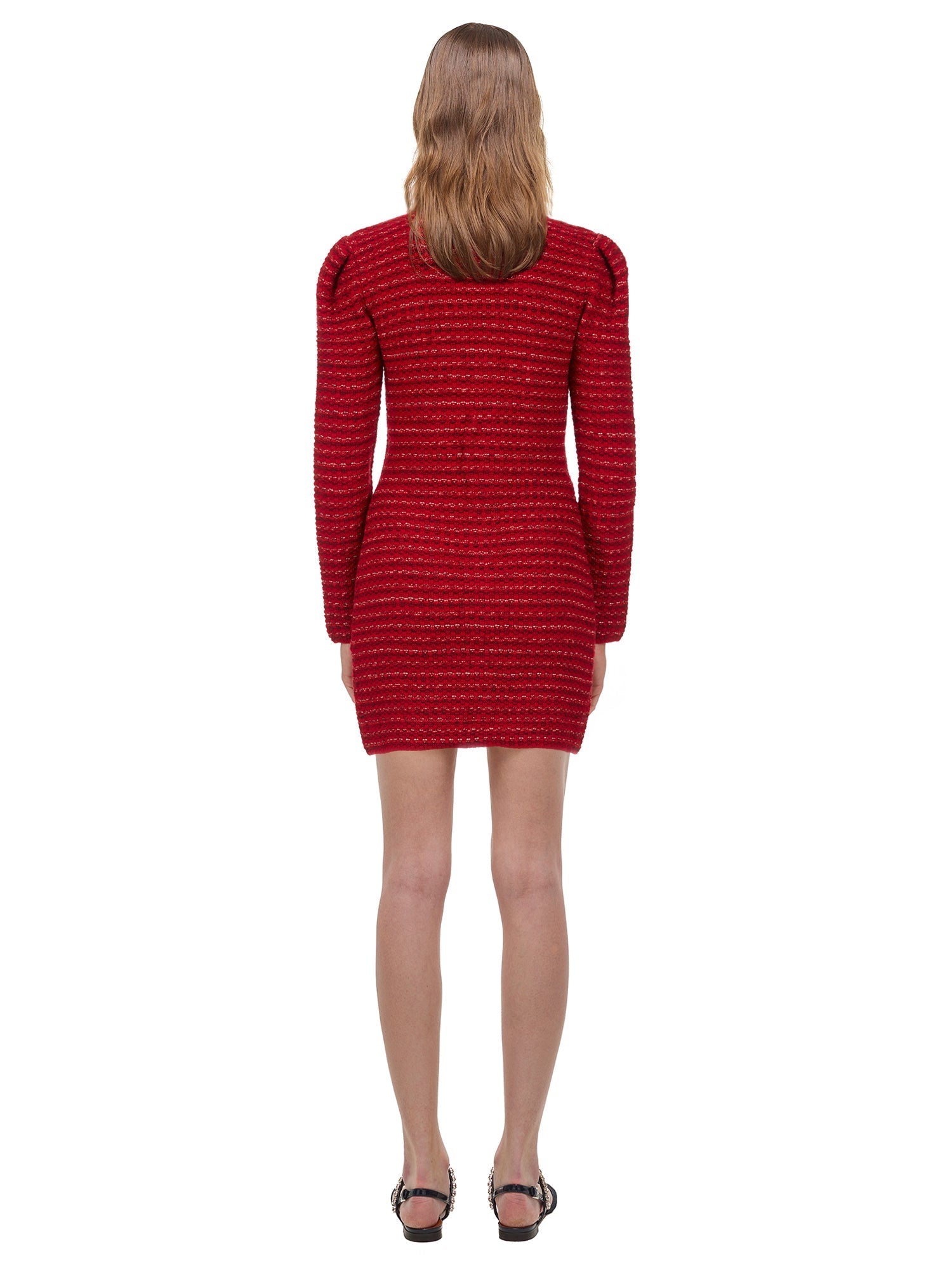Red Melange Fitted Knit Dress