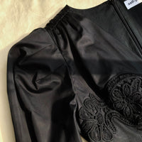 Black Cotton Cut Out Midi Dress